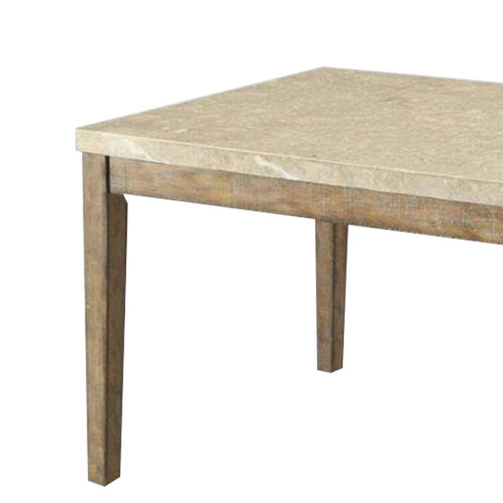 67'' Transitional Claudia Marble Top & Salvage Brown Dining Table