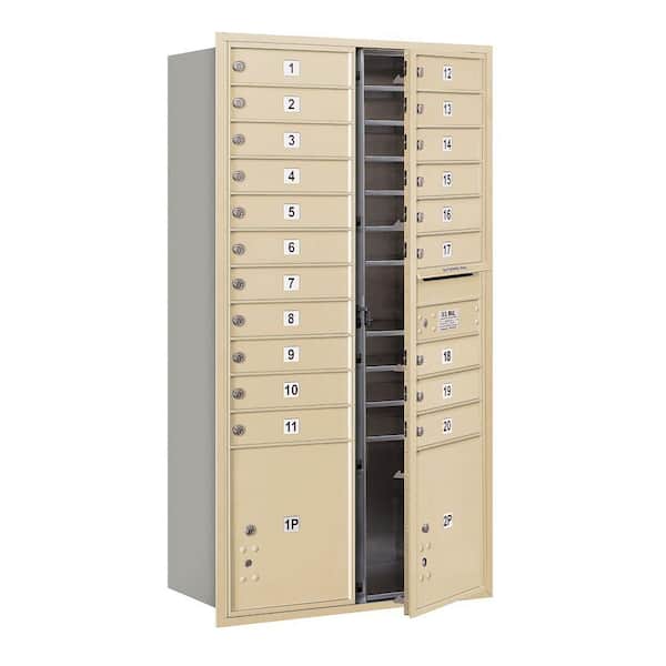 Salsbury Industries 56-3/4 in. Max Height Unit Sandstone Private Front Loading 4C Horizontal Mailbox with 20 MB1 Doors/2 PL's