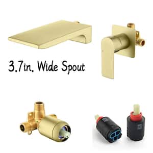 Miko Single-Handle High Pressure Wall Mounted Waterfall Bathroom Faucet in Brushed Gold