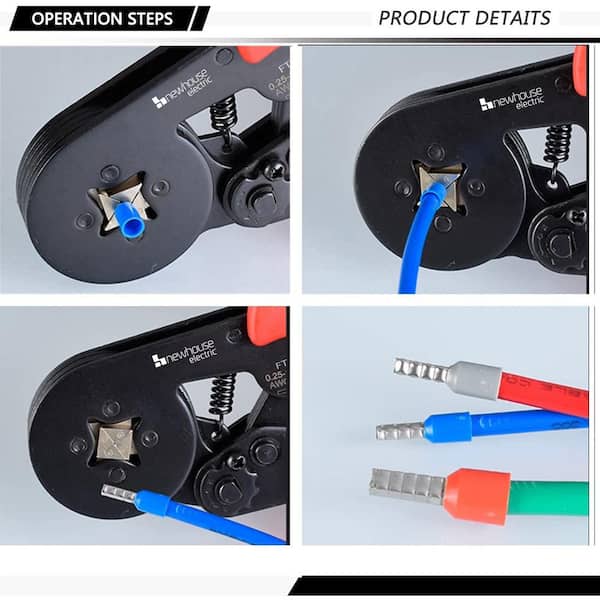 0.25-10mm² Crimping Tool Set Wire Crimper Pliers 1200pcs Ferrule Terminals  Kit