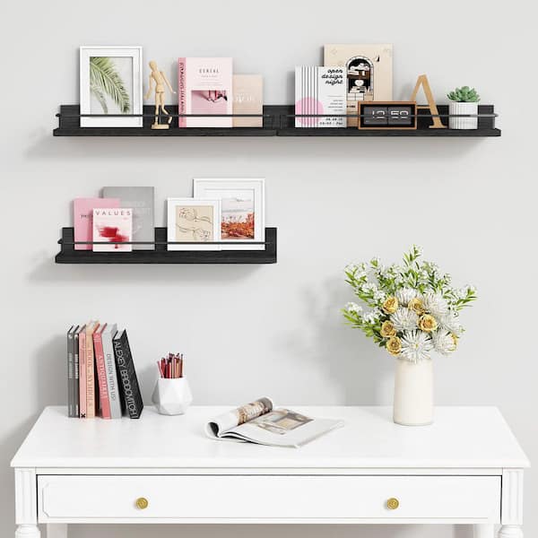 17 in W x 6 in Floating Shelves for Wall, Bahtroom Wall Shelves Over Toilet, Decorative Wall Shelf Black