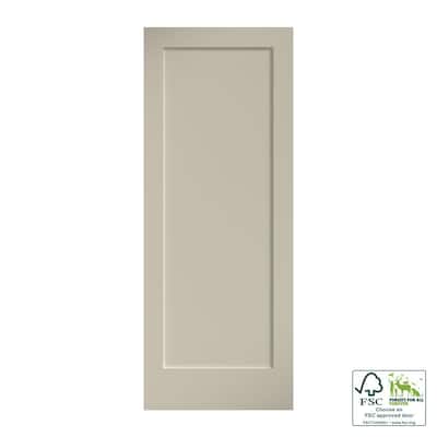 28 in. x 80 in. x 1-3/8 in. Shaker White Primed 1-Panel Solid Core Wood Interior Slab Door