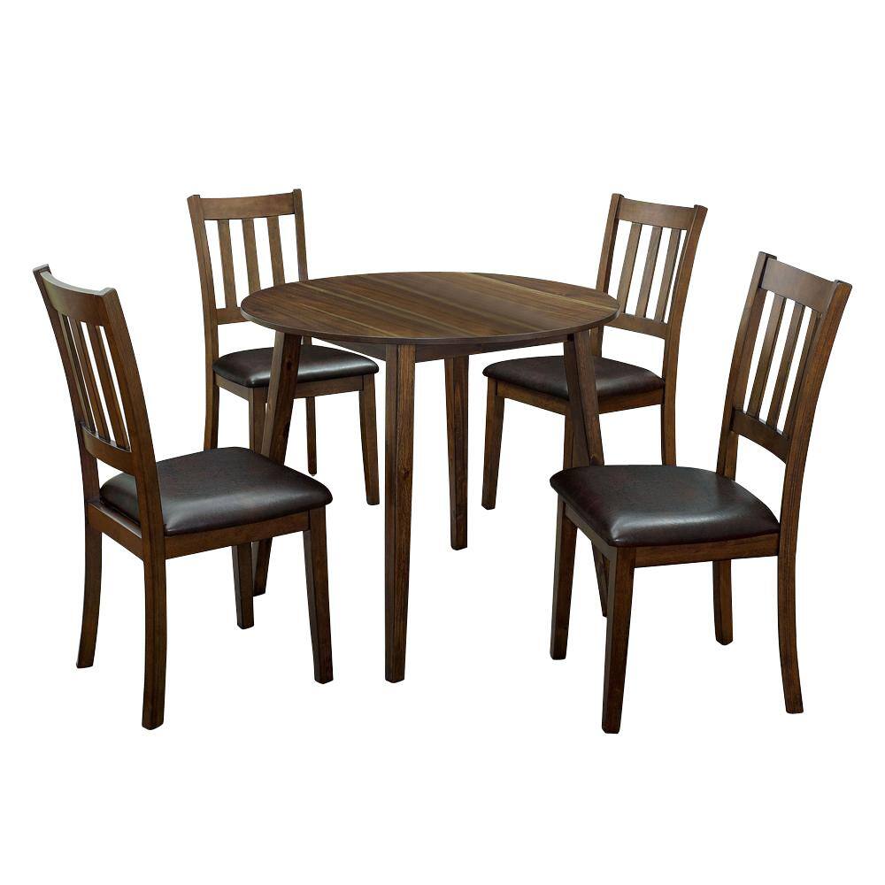 Furniture of America Hedgecrow 5Piece Walnut and Dark Brown Dining