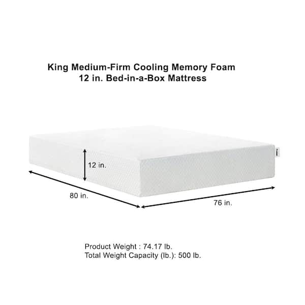 StyleWell King Medium Cooling Memory Foam 12 in. Bed-in-a-Box