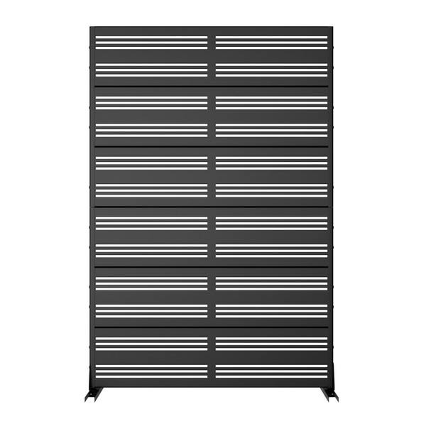 72 in. x 47 in. Outdoor Black Metal Privacy Screen Garden Fence