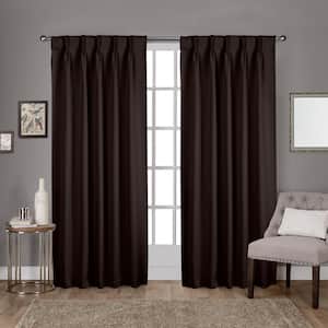 Espresso Sateen Solid 30 in. W x 84 in. L Noise Cancelling Thermal Pinch Pleat Blackout Curtain (Set of 2)