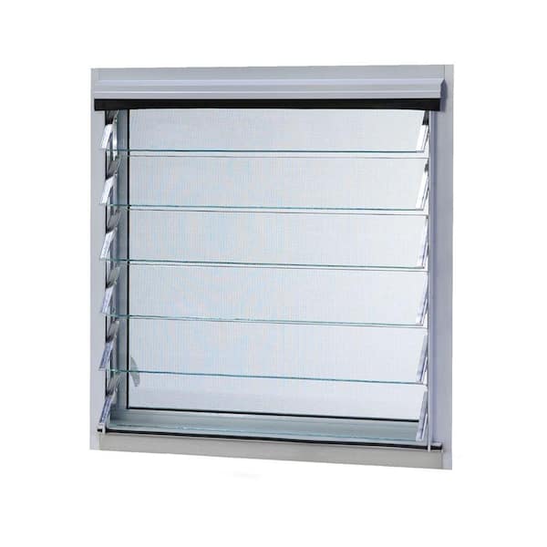 TAFCO WINDOWS 35 in. x 16.375 in. Jalousie Utility Louver Aluminum Screen Window - White