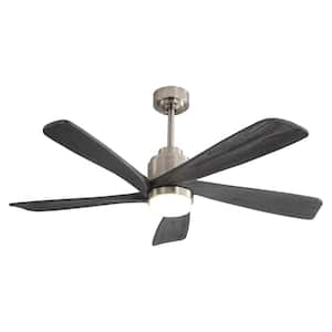 52 in. Smart Indoor Gray Ceiling Fan with Lights and Remote Control Reversible Motor Dimmable LED Fan Light with 5 Blade