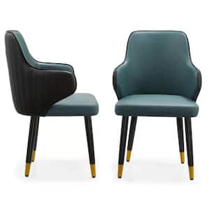 Green PU Leather Dining Side Chairs (Set of 2)