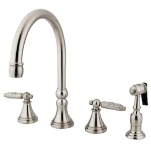 Georgian 2-Handle Standard Kitchen Faucet with Side Sprayer in Brushed Nickel