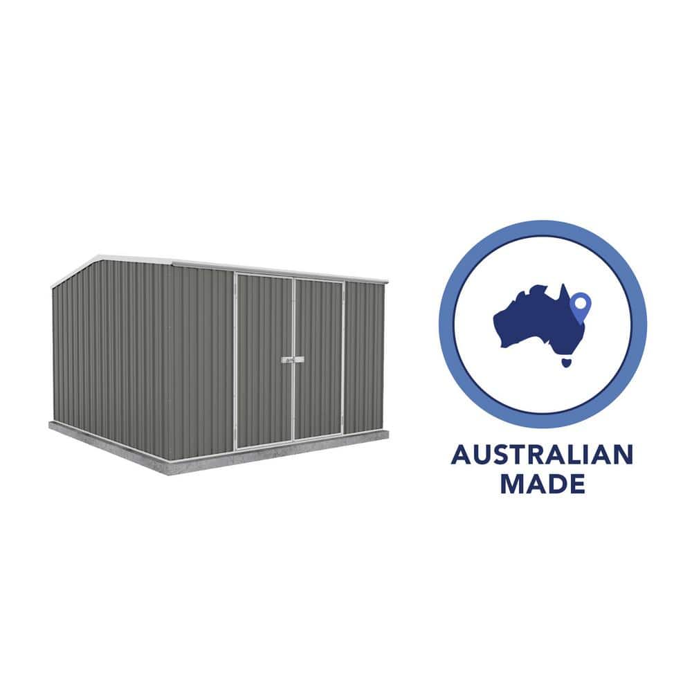 Absco Premier 10' x 10' Gray Galvanized Steel Storage Shed