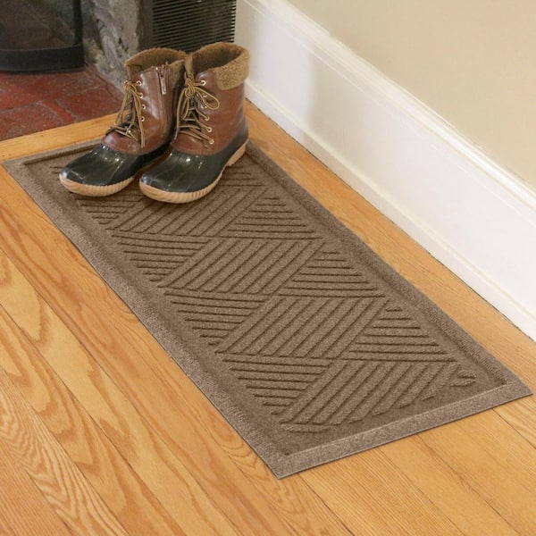 Waterhog Diamonds 15 in. x 36 in. PET Polyester Indoor Outdoor Boot Tray Camel