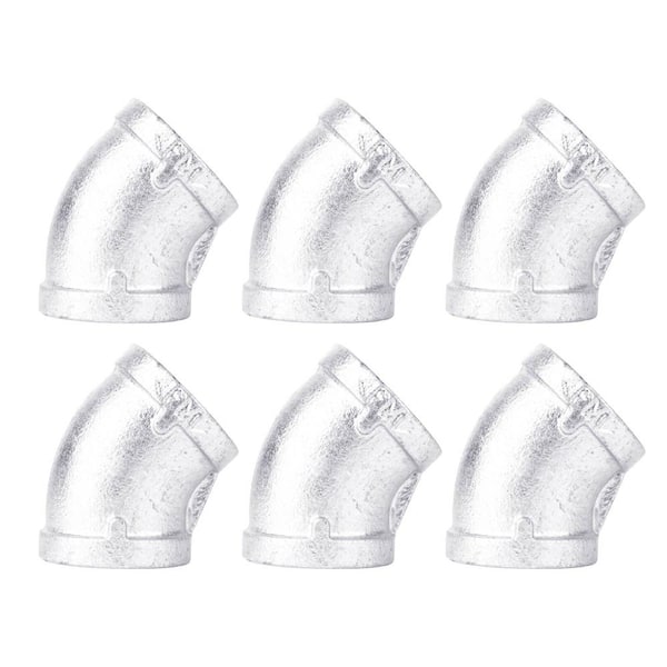 PIPE DECOR 3/4 in. Galvanized Iron 45-Degree FPT x FPT Elbow Fitting (6-Pack)
