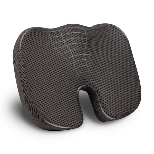 Gray Memory Foam Ergonomic Office Chair Cushion with Air-Cloud Technology 18 in. L x 13.5 in. W x 2.75 in. H