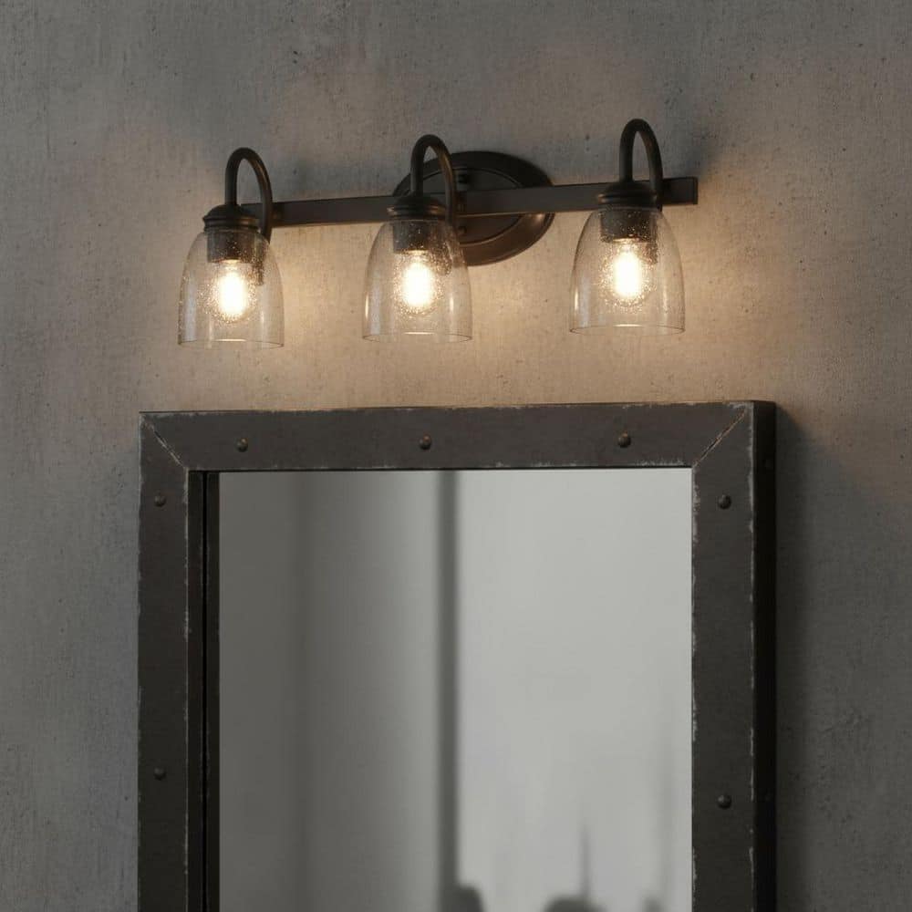 YANSUN 18.89 in. 3-Light Matte Black Modern Bathroom Vanity Light