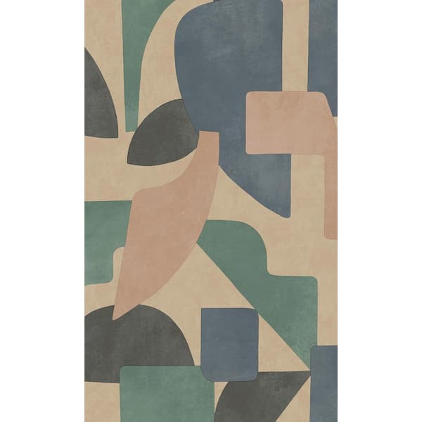 Walls Republic Taupe Aqua Modern Abstract Geometric Print Non-Woven Non-Pasted Textured Wallpaper 57 Sq. Ft.