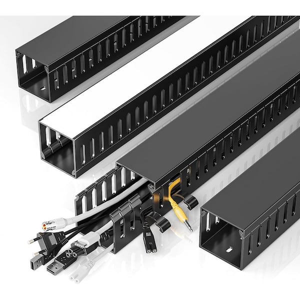 Large Capacity Cable Raceway Desk Wire Organizer Black for Cord Management and Clutter-Free Installation