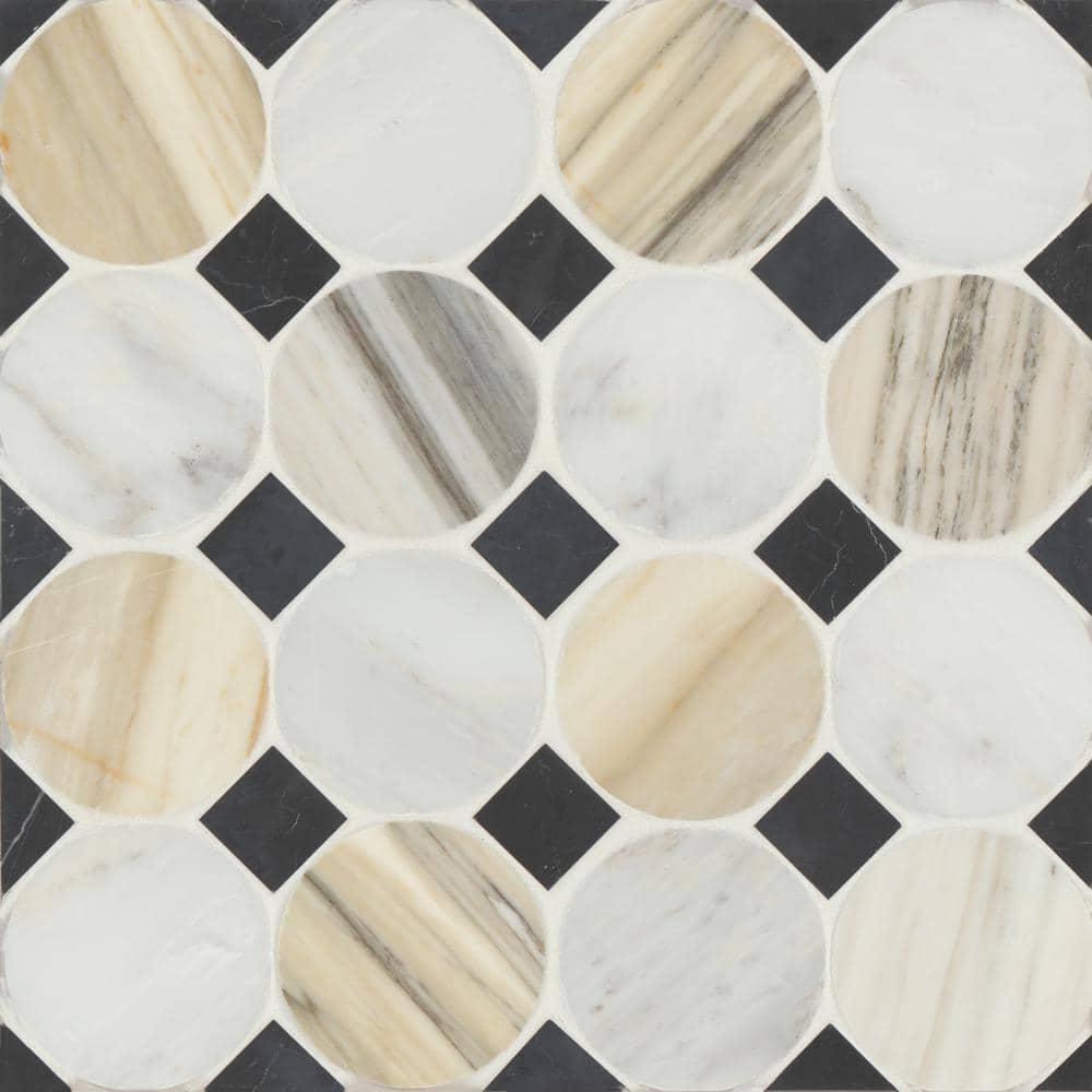 Modni Circle 13 in. x 13 in. Honed Warm Blend Marble Mosaic Tile (12.89 sq. ft./Case) price history on PriceWatchPro