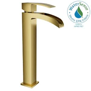 Key Series Single Handle Vessel Sink Faucet in Brushed Gold