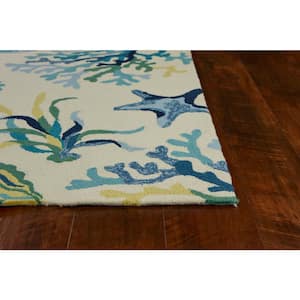 Lani Ivory/Blue 8 ft. x 10 ft. Indoor/Outdoor Area Rug