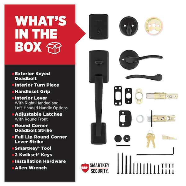 Kwikset Brentford Matte Black Keyed Door Handleset with Deadbolt