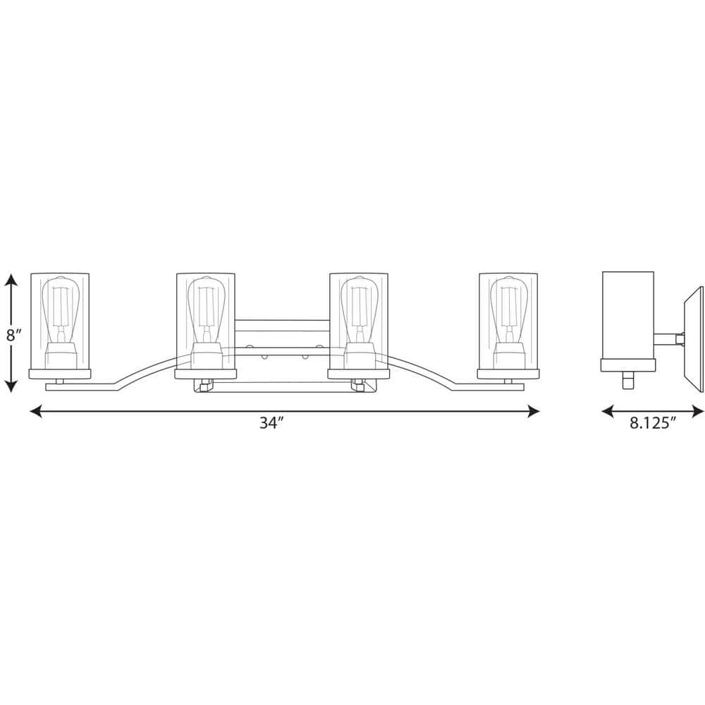 Lassiter 34" Brushed Nickel 4-Light Bath Vanity with Clear Glass Shades