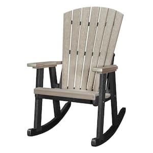 Adirondack Series Black High Densisty Plastic Outdoor Rocking Chair