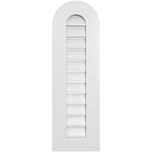 12 in. x 38 in. Round Top Surface Mount PVC Gable Vent: Functional with Standard Frame