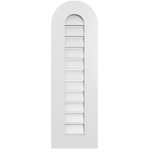 12 in. x 38 in. Round Top Surface Mount PVC Gable Vent: Functional with Standard Frame