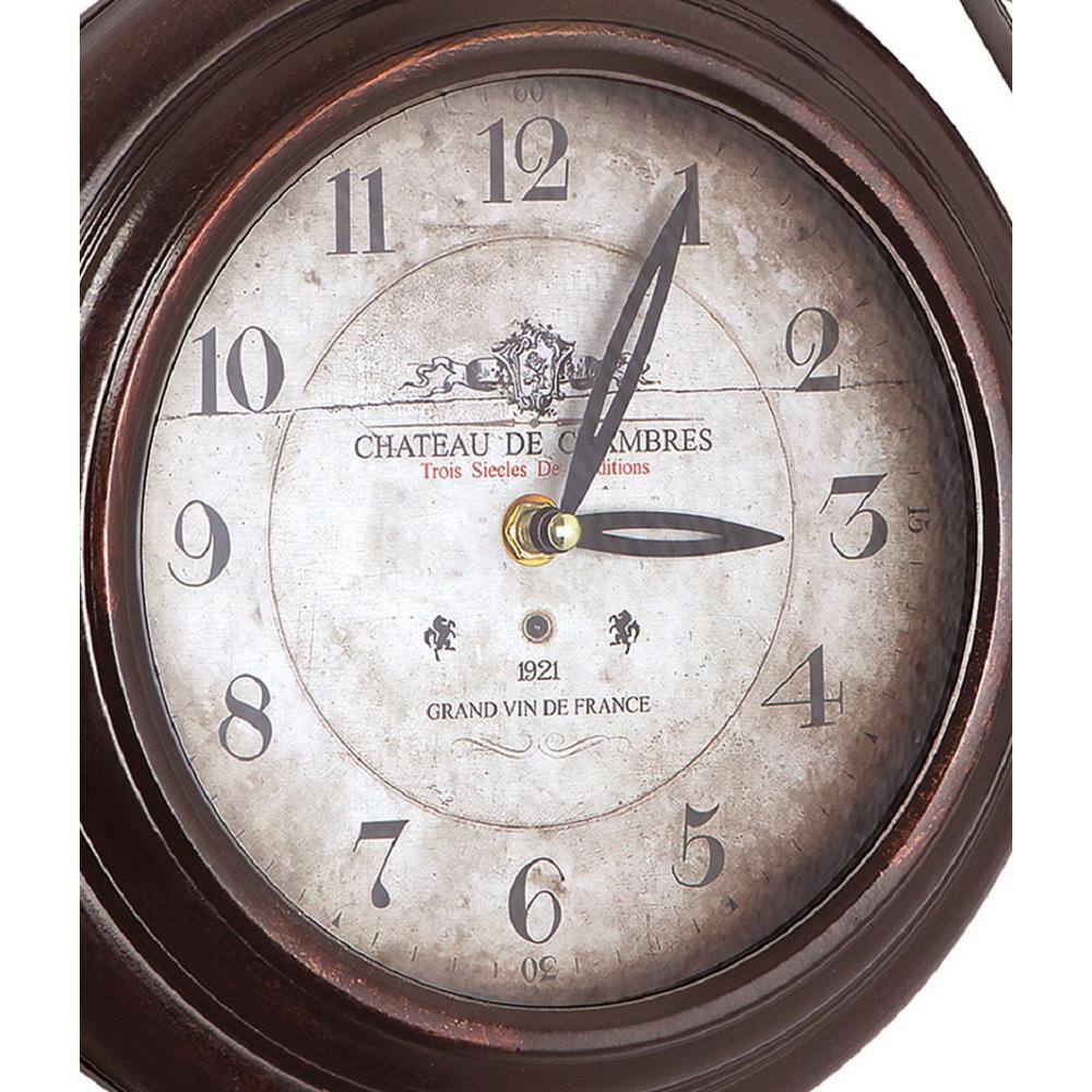 European Double-Sided Iron Wall Clock with Scroll Mount