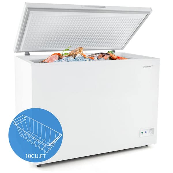 44 in. 10 cu. ft. Manual Defrost Chest Freezer with 7-Level Temperature, Removable Basket in White