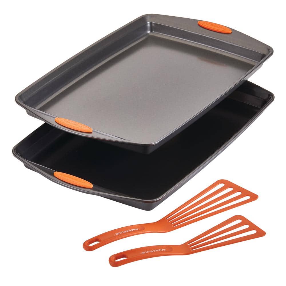 Rachael Ray Nonstick Bakeware Set with Grips, Nonstick Cookie Sheets / Baking  Sheets - 3 Piece, Gray with Sea Salt Gray Grips