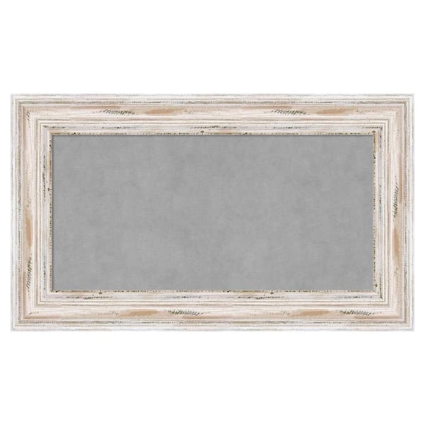Amanti Art Alexandria White Wash 29 in. x 17 in. Framed Magnetic Board