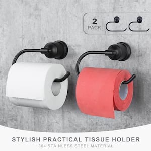 Wall-Mount Toilet Paper Holder in Matte Black 2PCS