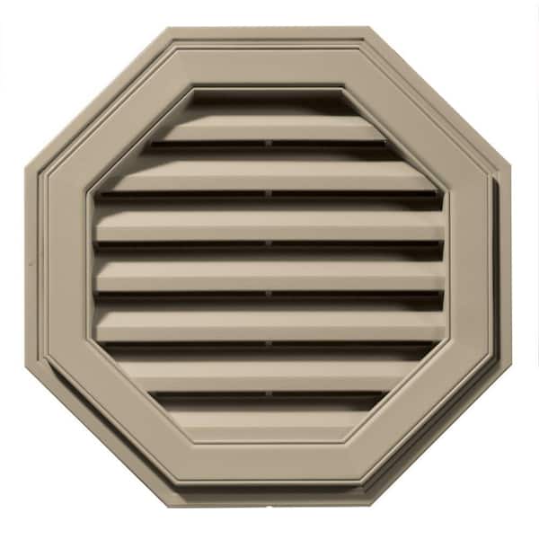 Builders Edge 22 in. x 22 in. Octagon Brown/Tan Plastic Built-in Screen Gable Louver Vent