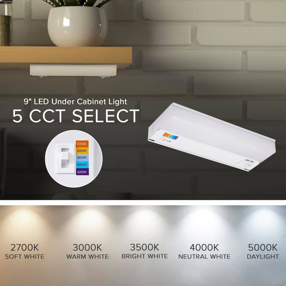 9-inch Adjustable White Aluminum LED Under Cabinet Light
