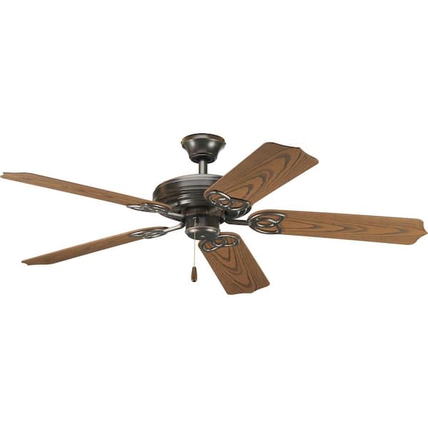 Progress Lighting AirPro Outdoor 52 in. Indoor/Outdoor Antique Bronze Transitional Ceiling Fan with Remote Included for Porch