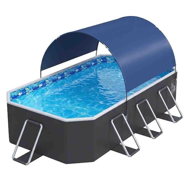 90 in. x 50 in. x 19 in. Rectangular Foldable Pool with UPF 50+ Canopy