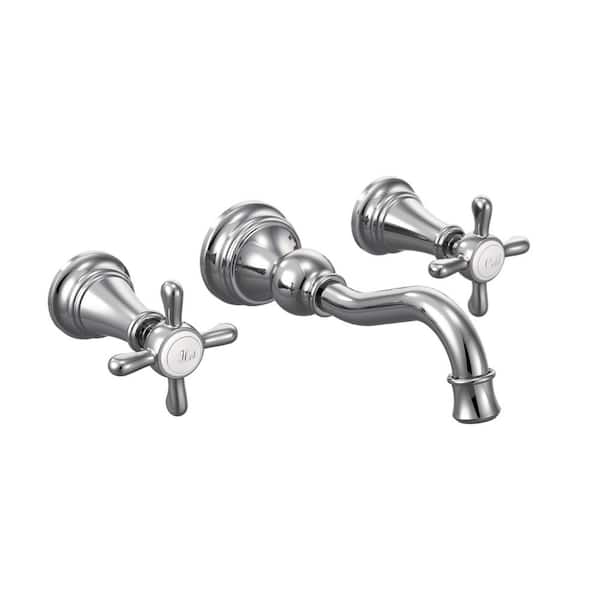 Weymouth 2-Handle Wall Mounted Faucet in Polished Chrome