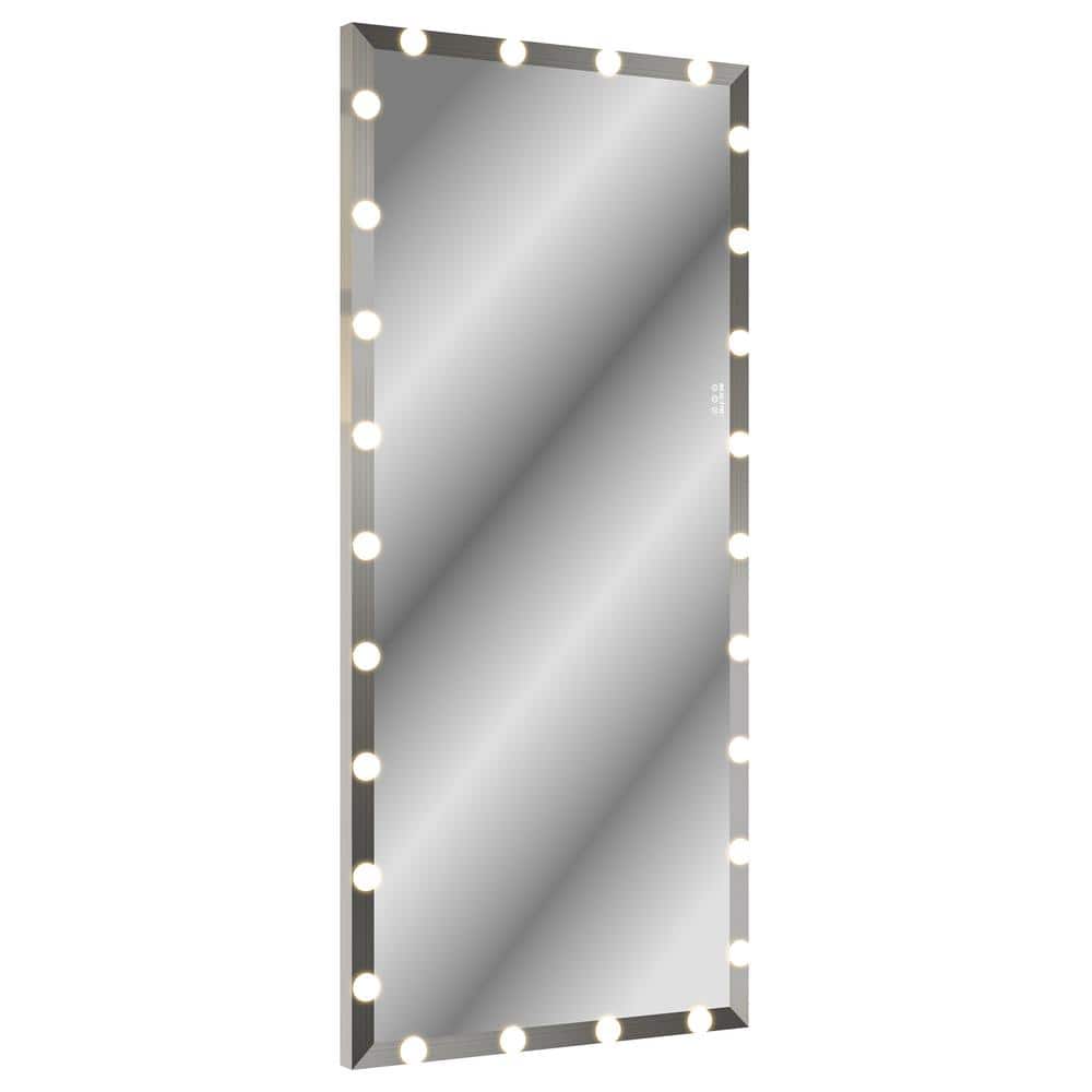 32 in W x 71 in. H Silver Rectangular LED Anti-Fog Touch Switch Wall Mirror