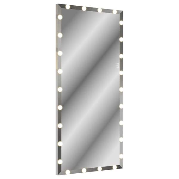 Unbranded 32 in W x 71 in. H Silver Rectangular LED Anti-Fog Touch Switch Wall Mirror