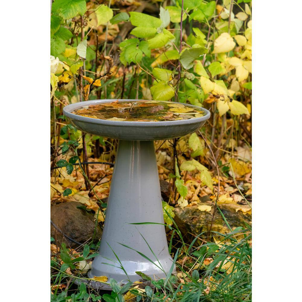 Gray Ceramic Locking Top Bird Bath Stand