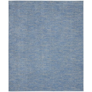 Essentials 10 ft. x 14 ft. Blue/Gray Solid Contemporary Indoor/Outdoor Patio Area Rug