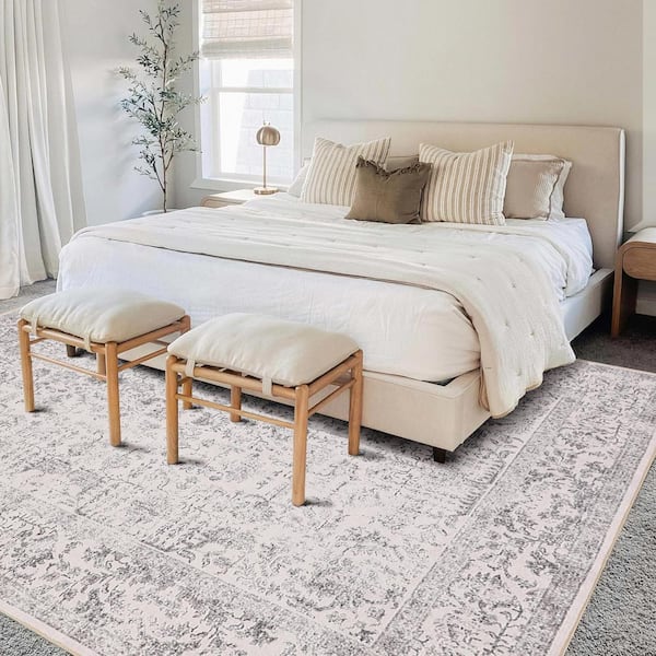 Entomology 9 ft. x 12 ft. Grey Vintage Floral Area Rug
