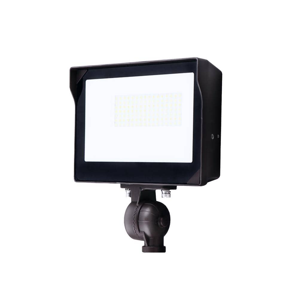 MEDINAH POWER 100-Watt Equivalent 2100 Lumens 100 Degree Bronze Dusk-to-Dawn Integrated LED Flood Light, 4000K Bright white light