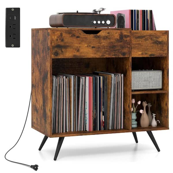 Record Player Stand with Power Outlet