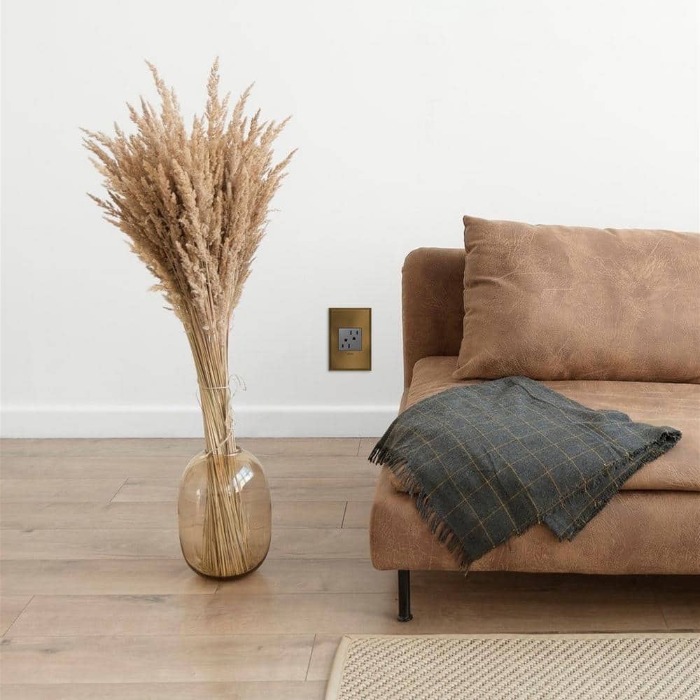 Silver Tamper Resistant In-Wall Outlet with Wall Plate