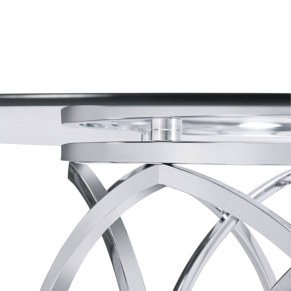 Elysian 53" Chrome & Glass Transitional Round Dining Table