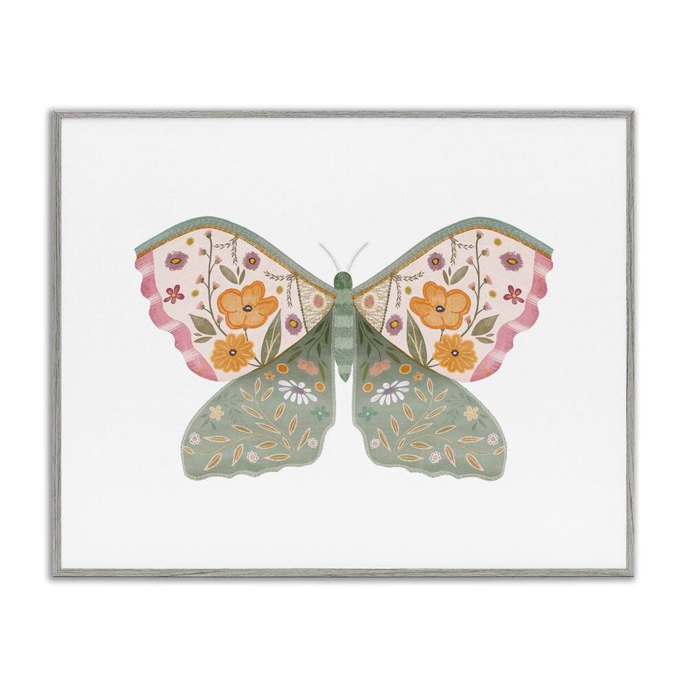Moth with Floral Wings by Leah Straatsma Gray Framed Animal Giclee Art Print 11 in. x 14 in. price history on PriceWatchPro