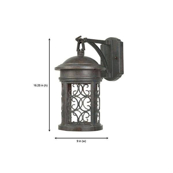 Designers Fountain - Ellington Mediterranean Patina 1-Light Outdoor Line Voltage Hardwired Porch Light Wall Sconce with No Bulb Included